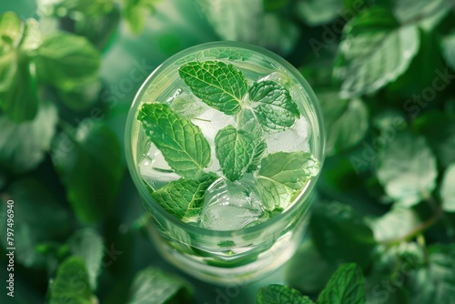 Glass Filled With Ice and Mint Leaves