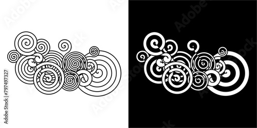 Curvilinear coils modern vector icons with curly flair background and transparent, premium illustration vector