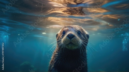 otter in the water photo