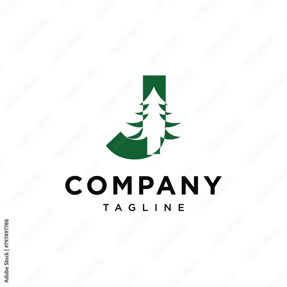 Letter J Pine Tree Logo icon vector template Letter J Pine Tree Logo icon vector template