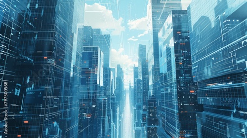 Grid Structure  A vector illustration of a futuristic cityscape