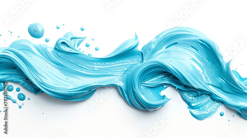 Blue toothpaste on white background.