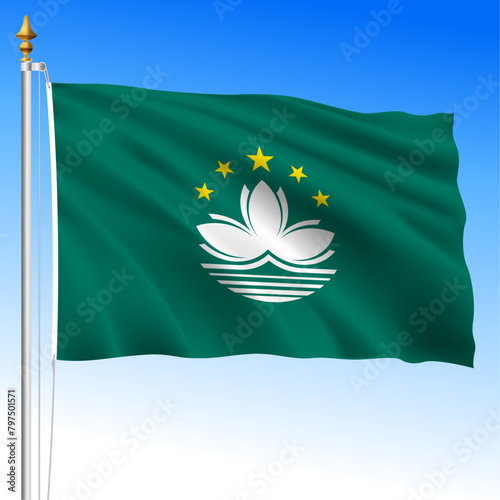 Macau, official national waving flag, asiatic country, vector illustration