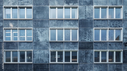 Grid Texture: A photo of a grid of windows on a building facade