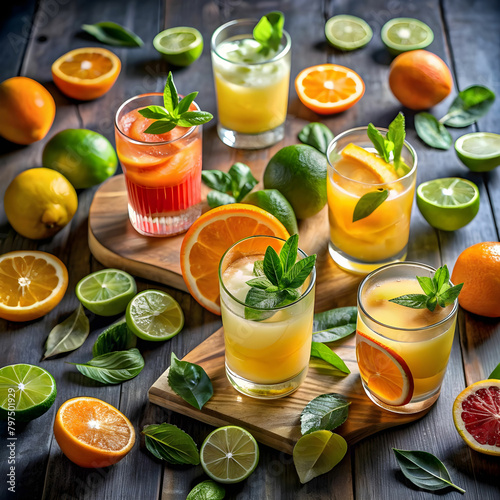 free photo fresh citrus fruits cocktails with lle photo