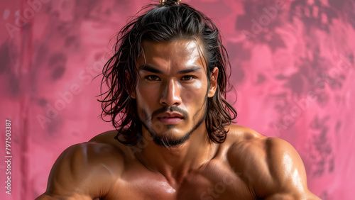 Authentic Aura Natural Hair in Muay Thai, Intrinsic Strength East Asian Muay Thai Style, True Grit Authentic Warrior Hairstyle, Genuine Warrior Natural Look of a Muay Thai Athlete