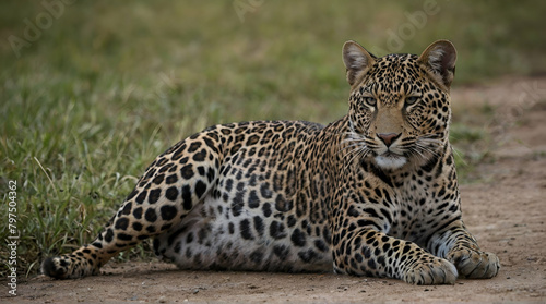 close up of a leopard, leopard siting peacfully