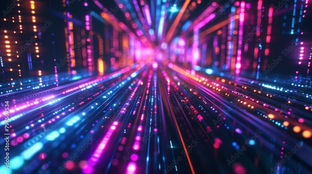 Speed of Data Transfer: Fiber Optic Light with Bokeh Effect Speed of Data Transfer: Fiber Optic Light with Bokeh Effect