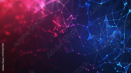 Polygon Mesh Network: Abstract Glowing Lines and Dots Background