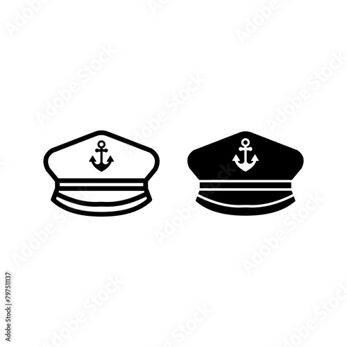 Captain hat icon. Marine hat icon vector color editable