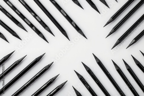 Black pencils on a white background