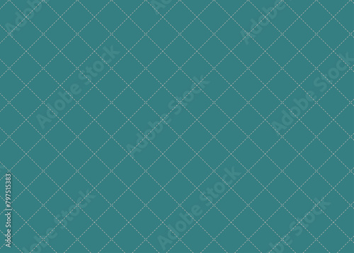 シンプルでお洒落な緑色の破線クロス柄　パターン背景装飾　壁紙　模様　テキスタイル　点線
