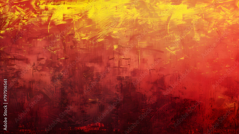 A red and yellow grunge background texture with large brush strokes 