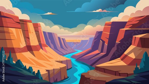 The stillness of the canyon was only broken by the haunting echoes of our whispers reverberating off the cliffs.. Vector illustration photo