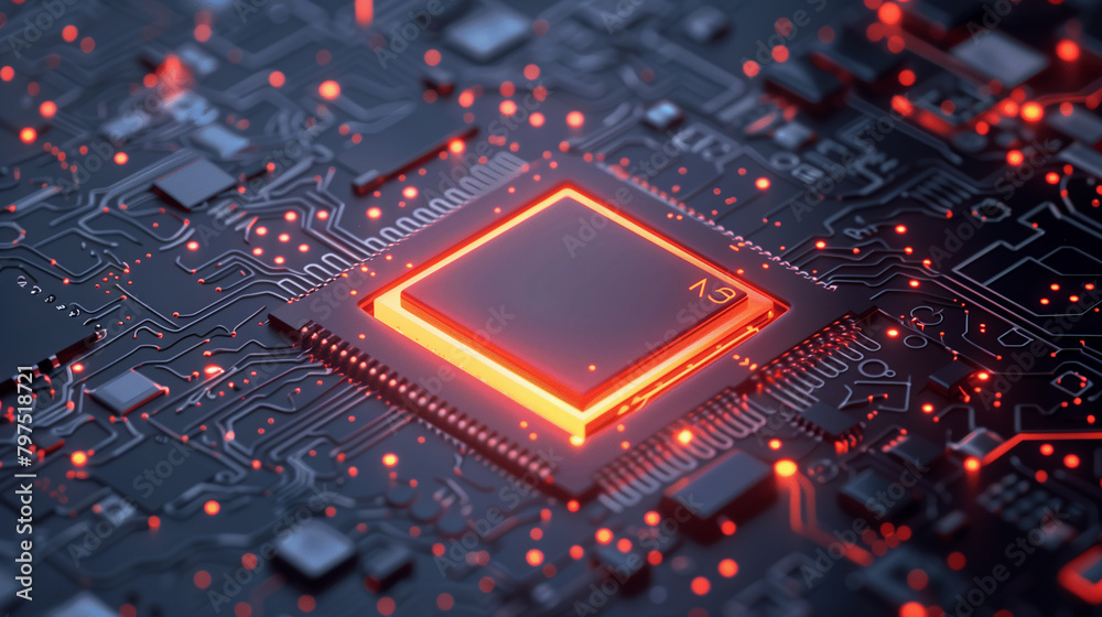 a microprocessor chip optimized for artificial intelligence applications, with specialized cores for machine learning algorithms and neural networks. a microprocessor chip optimized for artificial intelligence applications, with specialized cores for machine learning algorithms and neural networks.