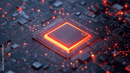 a microprocessor chip optimized for artificial intelligence applications, with specialized cores for machine learning algorithms and neural networks.