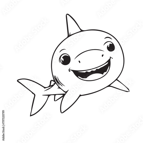 cute adorable shark for coloring for kids 