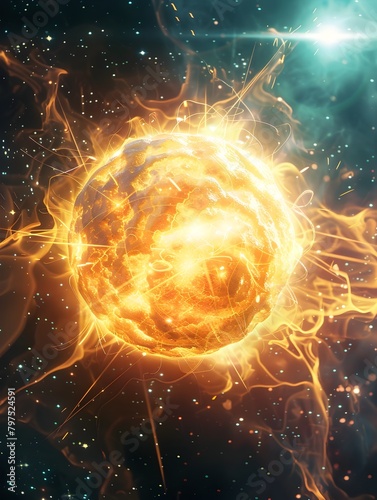 Glowing Artificial Sun Pulsating with Nuclear Energy in the Depths of Space