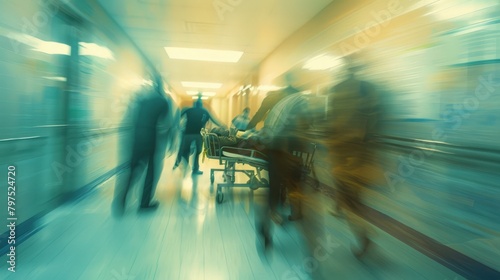 Blurred background of a hospital emergency room. Generate AI image