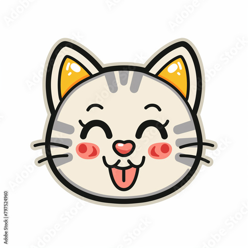 Icon smile cartoon cat logos, against pure white background.