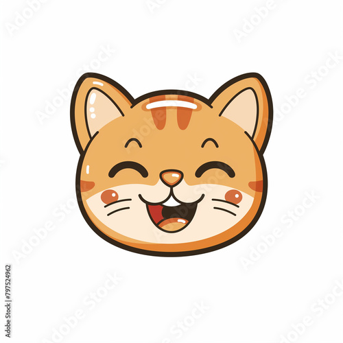 Icon smile cartoon cat logos, against pure white background.