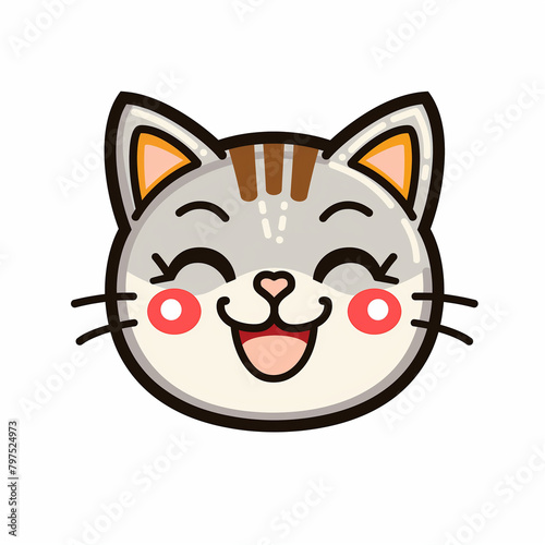 Icon smile cartoon cat logos, against pure white background.