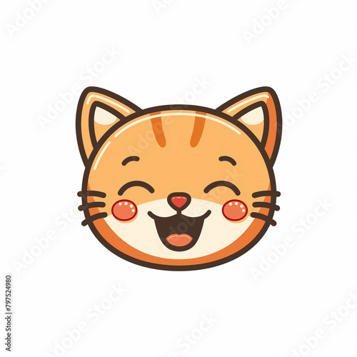 Icon smile cartoon cat logos, against pure white background.