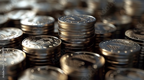 European Union Logo on Silver Coins Symbolizing Shared Prosperity and Unity photo