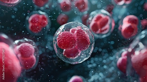 Detailed 3D rendering of red blood cells, symbolizing biomedical research and cellular biology