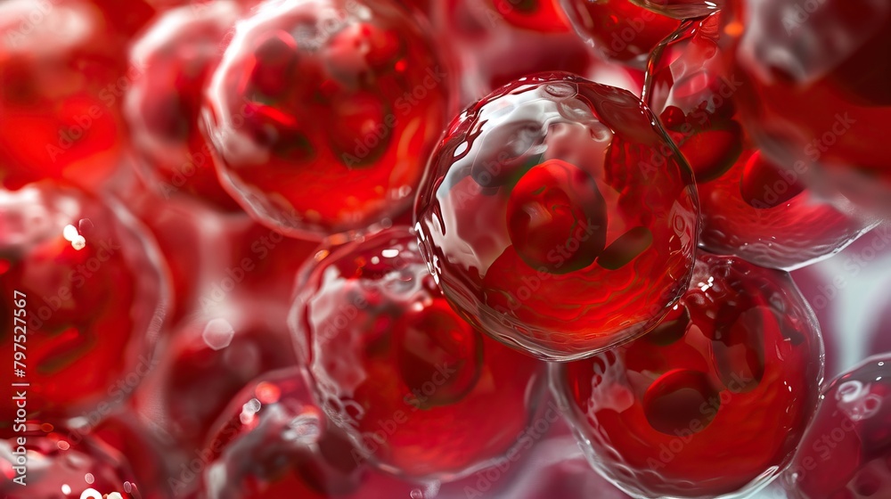 Detailed 3D rendering of red blood cells, symbolizing biomedical research and cellular biology Detailed 3D rendering of red blood cells, symbolizing biomedical research and cellular biology