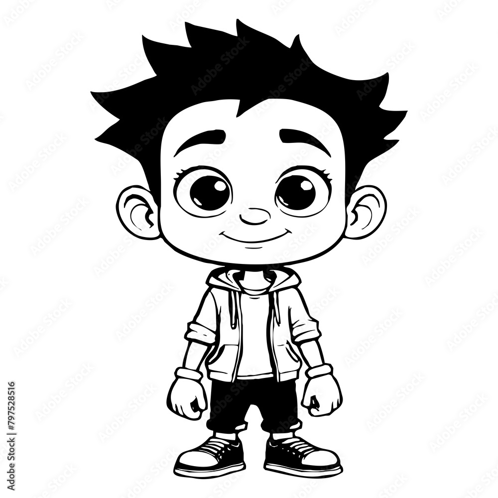 Black and white cartoon . Pattern for  T-shirt, covers. Generated by Ai