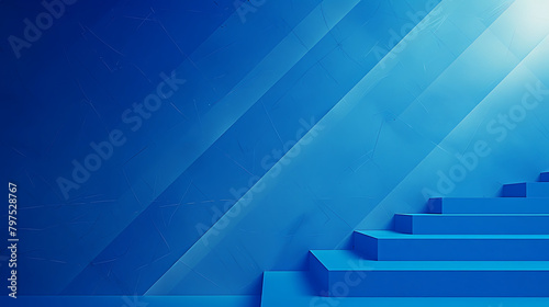 Memphis Blue geometric shapes light background. Modern diagonal presentation background