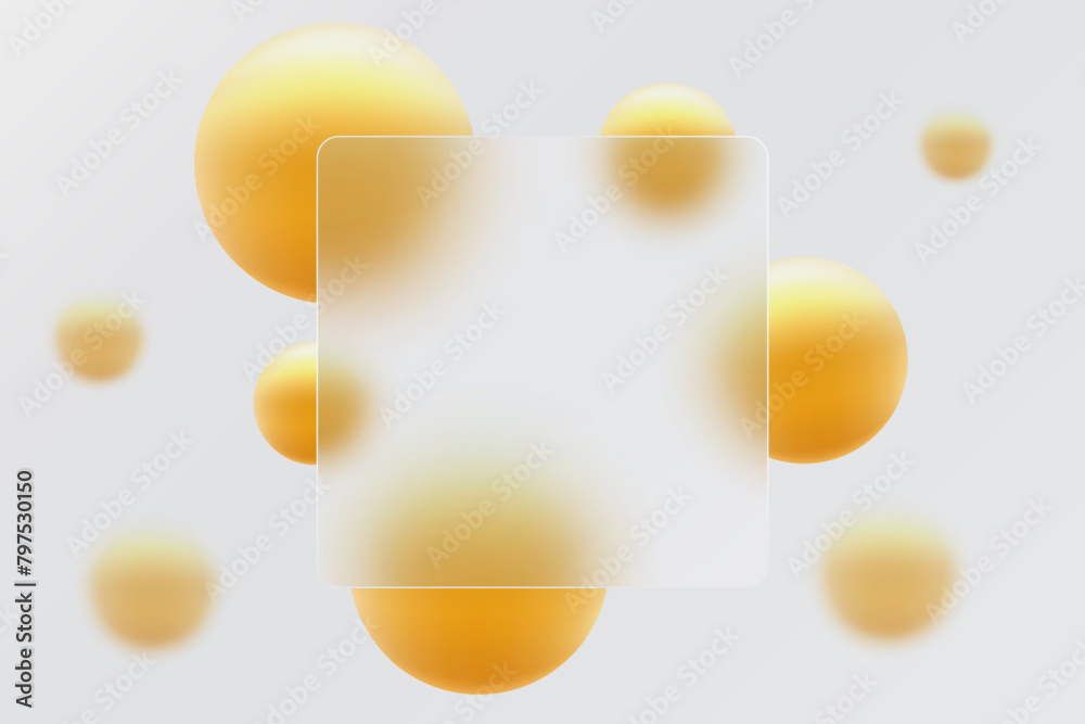 Vetor de Glass morphism banner template. Transparent square made of ...