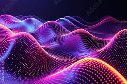 3D Neon Wave Synthesis: Digital Neon Waves In Synthesized Motion