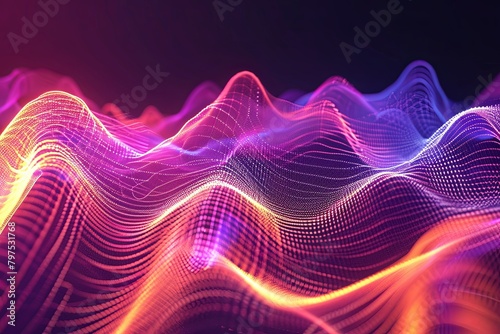 Neon Wave Spectrum: 3D Light Wave Synthesis in Virtual Harmony photo