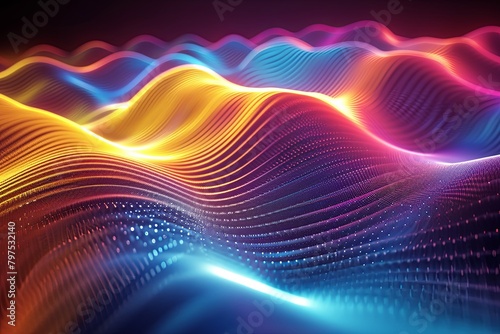 3D Light Wave Synthesis: Vibrant 3D Render of Synthesized Light Waves