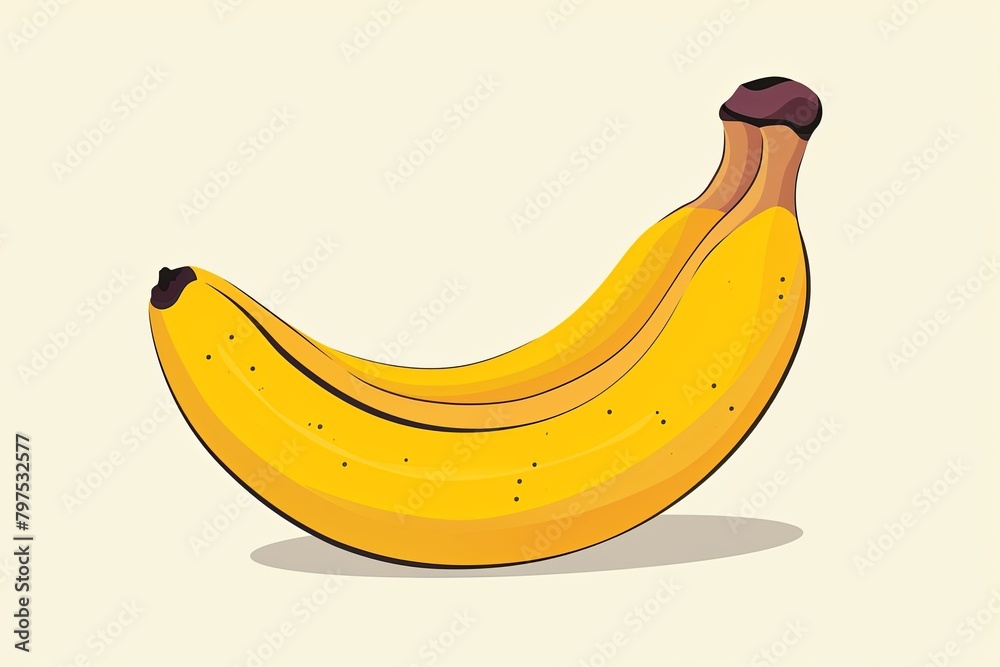 Yellow Banana Cartoon: Bright and Playful Illustration for Educational Kids' Content