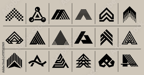 Minimalist line abstract letter A logo design set