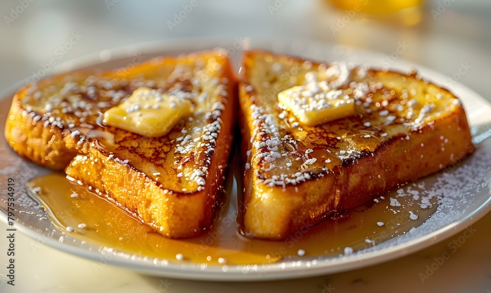 A closeup of French toast with butter, Generative AI A closeup of French toast with butter, Generative AI