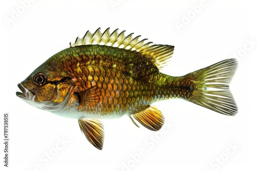 High-Resolution Bluegill Photography: Shiny Scales Gradient Texture Profile Shot