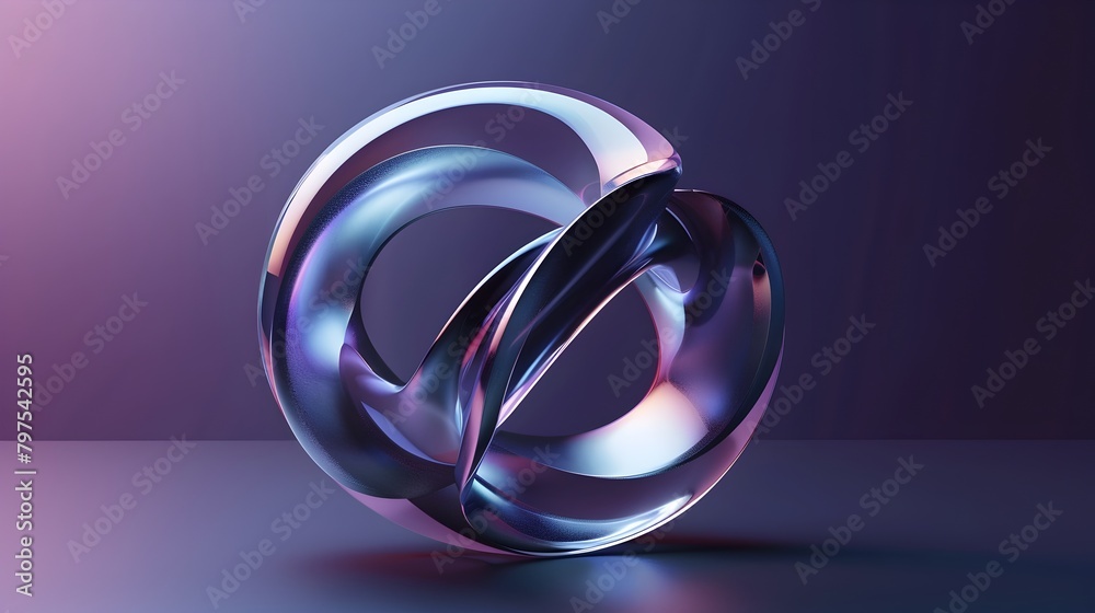 Sleek Holographic Torus Twisting Against Muted Backdrop Sleek Holographic Torus Twisting Against Muted Backdrop