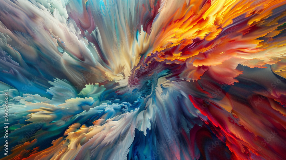 A mesmerizing whirlwind of colors converges, creating a breathtaking spectacle of artistic expression.