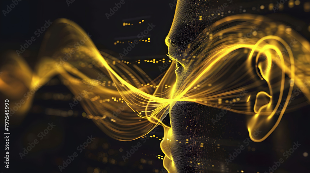 Abstract Background With A Yellow Wave Pattern Representing Sound Waves