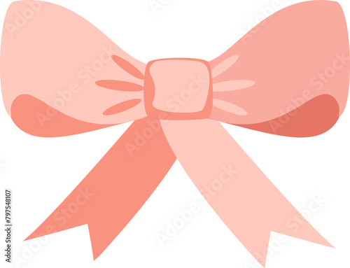 Ribbon banner label peach bow, bow tie, ribbon icon pink color isolated on white graphic element set for Mother's Day greeting card decoration for best mom beautiful ribbons banner romance sign