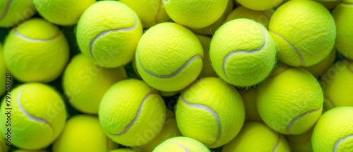 Lots of vibrant tennis balls, pattern of new tennis balls for background © AriyaniAI