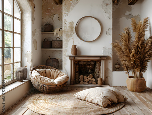 Rustic Harmony: Simple Landscape Frame Blends with Country Decor