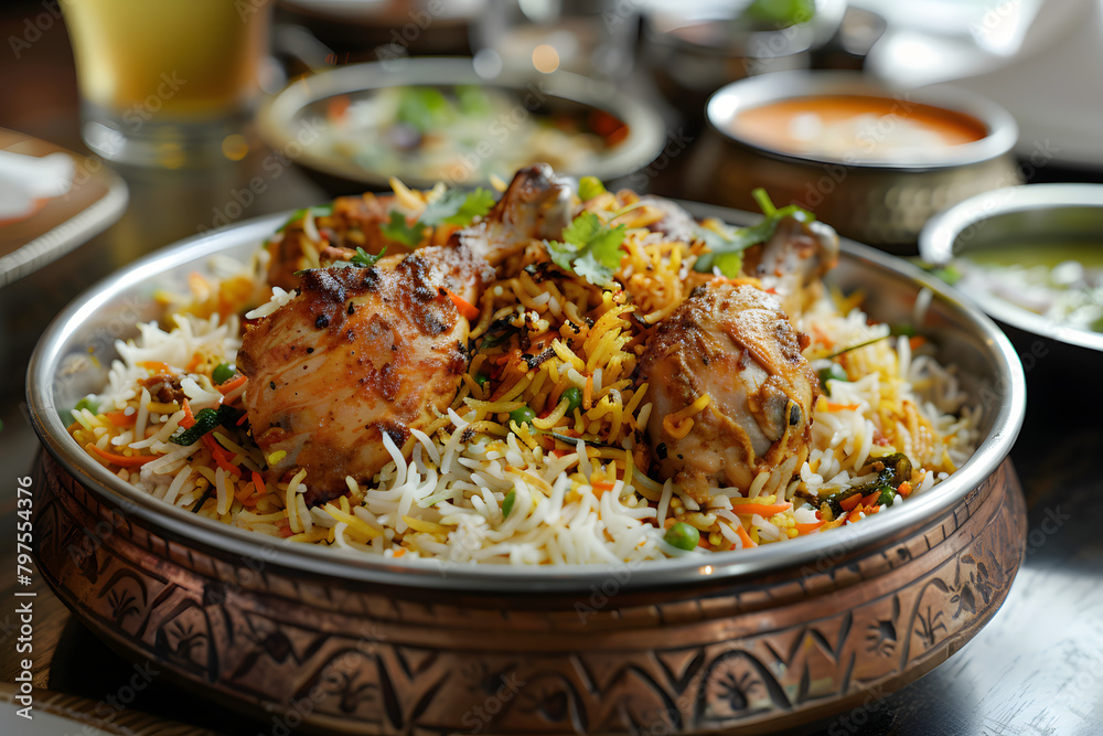 Exotic platter of Hyderabadi chicken biryani Exotic platter of Hyderabadi chicken biryani