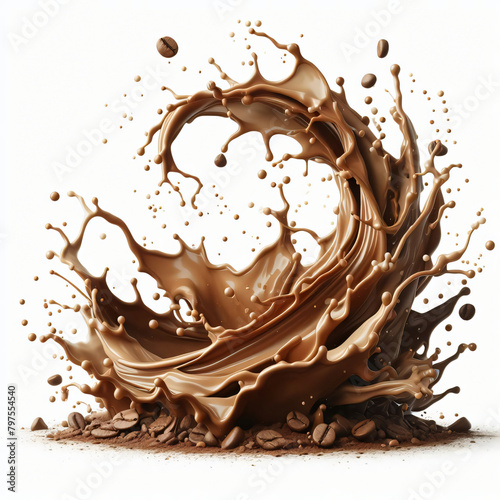 Coffee splash cut out on white background