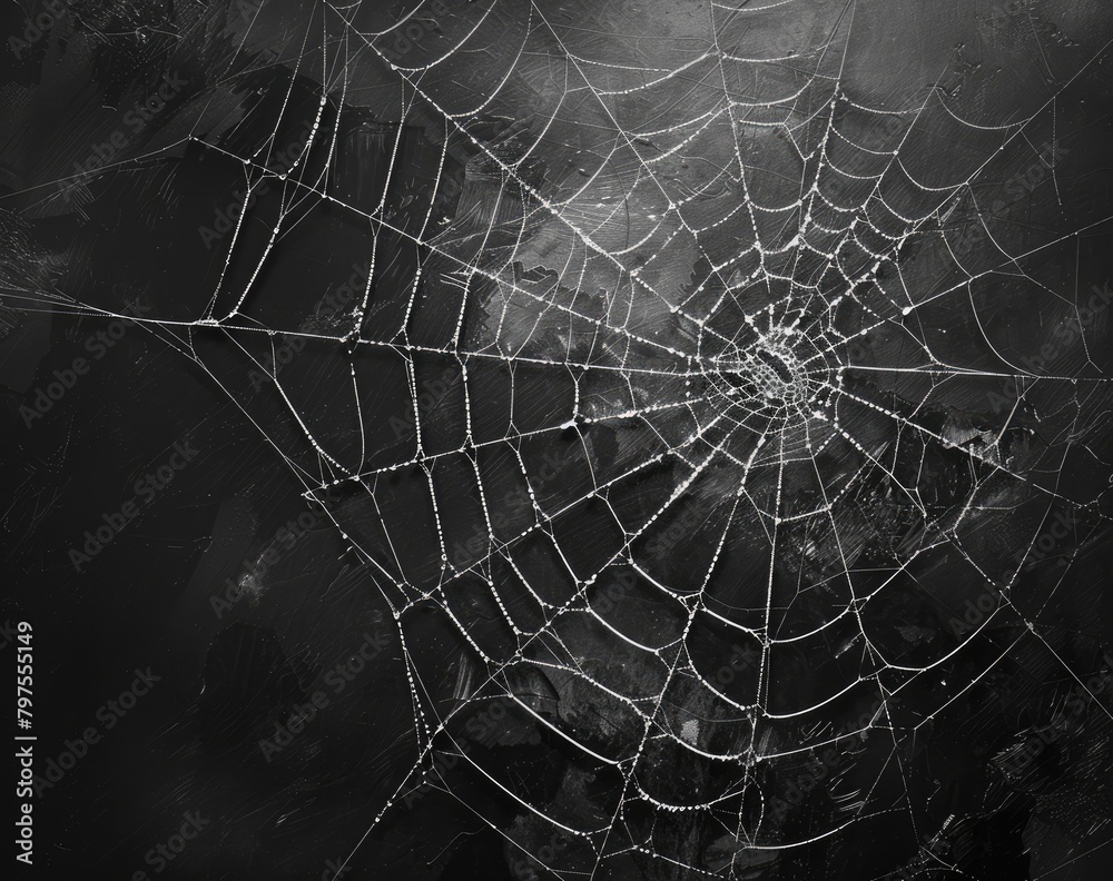 white spider web in black 