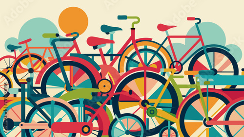 Bicycles of all shapes and sizes line the designated bike parking area creating a sea of colors and patterns that reflect the diverse community